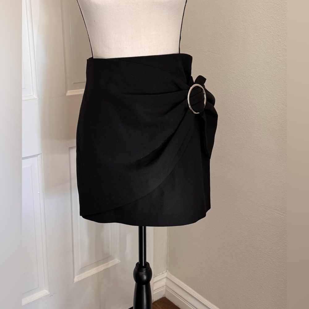 Zara Black Mini Skirt with Ring Accent